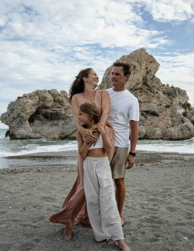 Family beach photography session Málaga Spain sunset