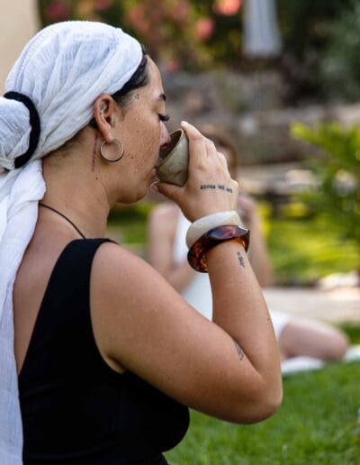 Yoga retreat photography in Málaga with participants practicing outdoors in natural light