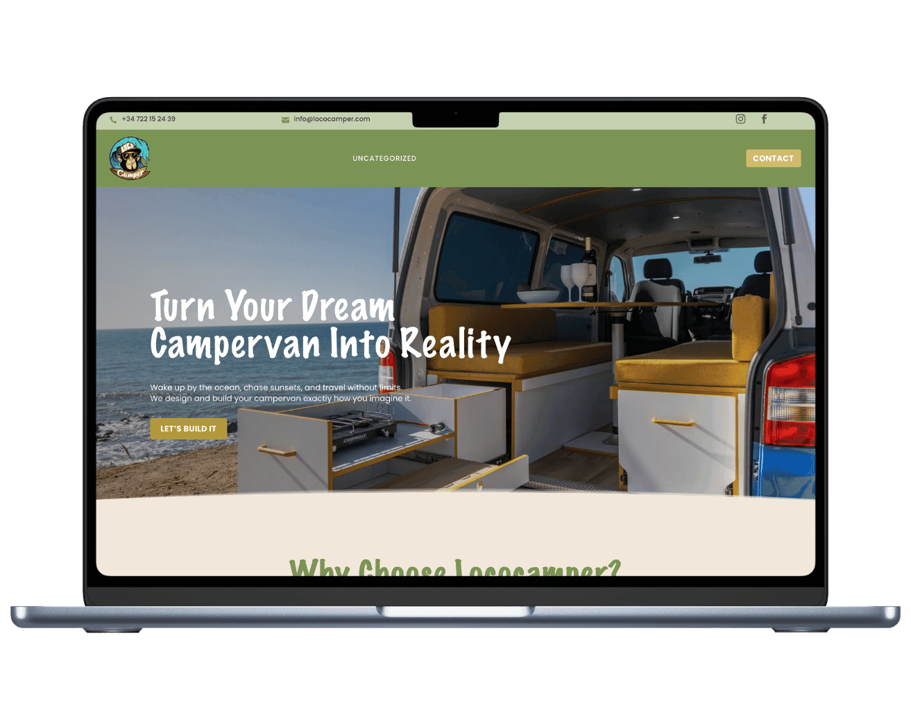 website design for customized campervan company