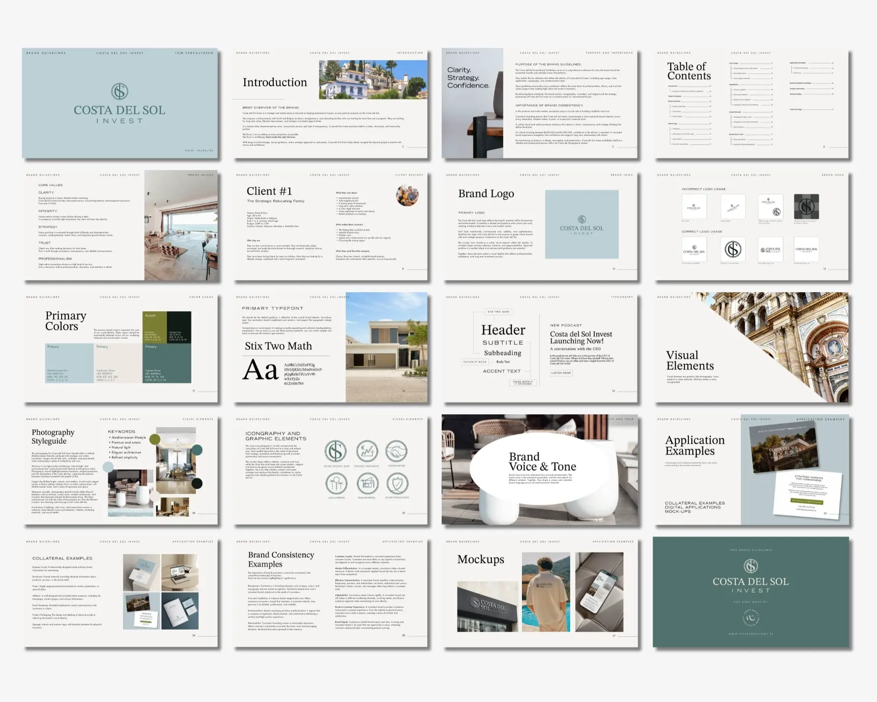 Costa del Sol Invest brand guidelines, page by page