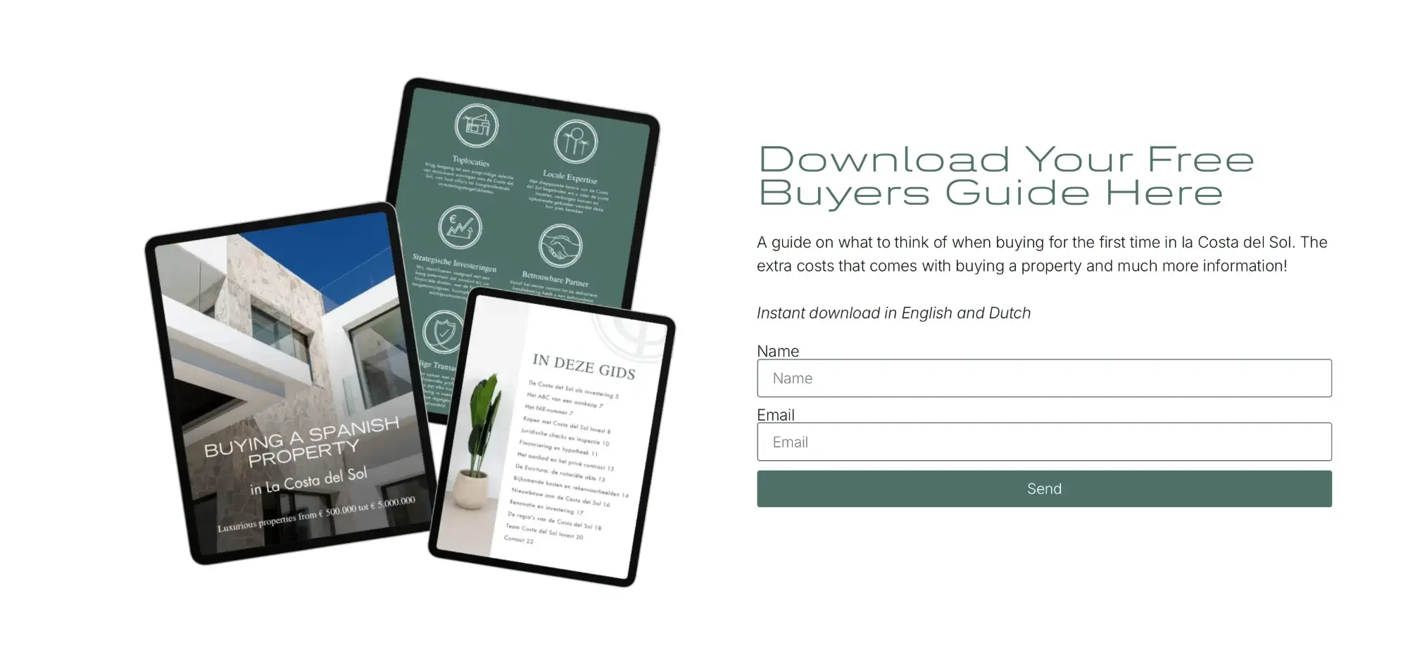 Free buyers guide ebook for buying property on the Costa del Sol, with the download form