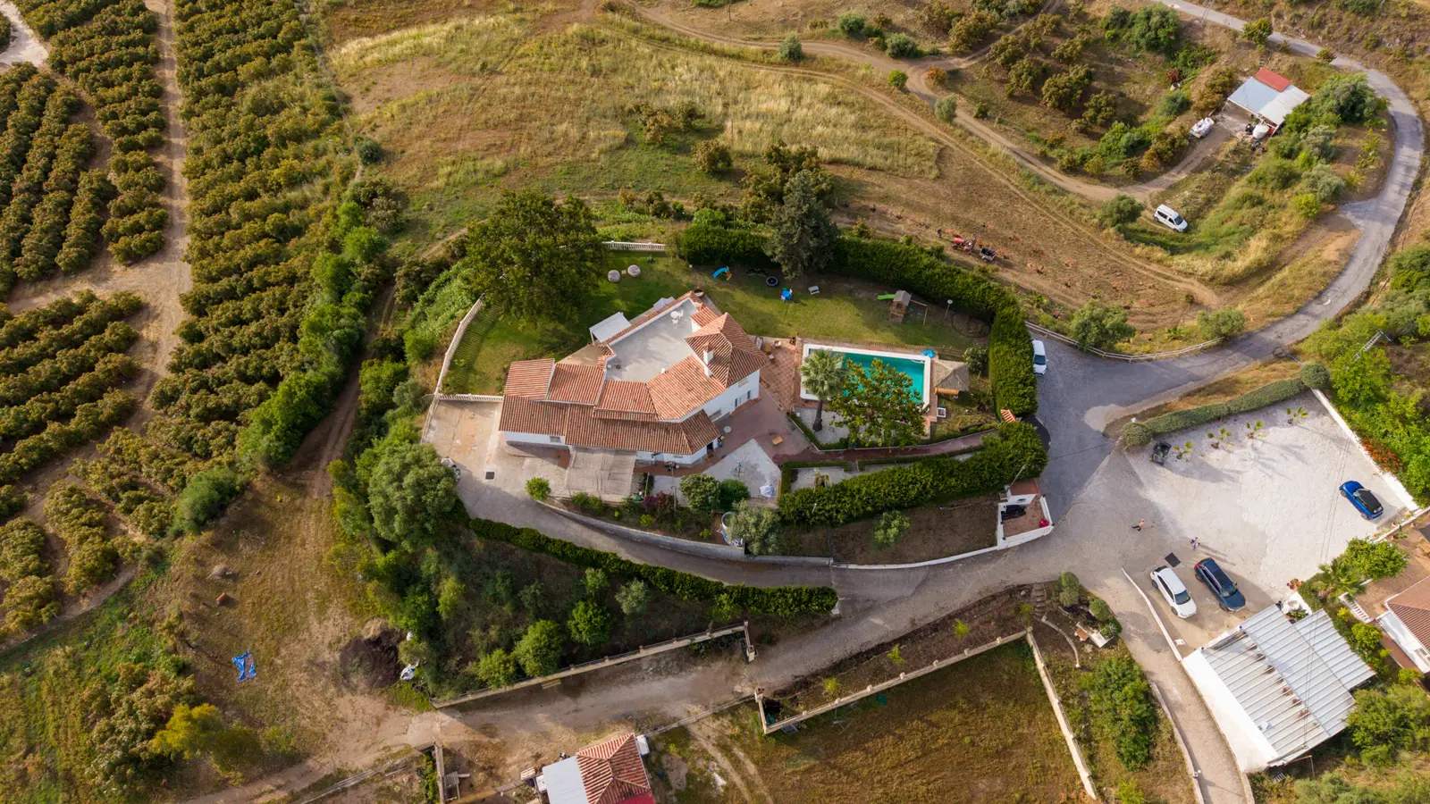Drone shot of the Monte Valeo farm