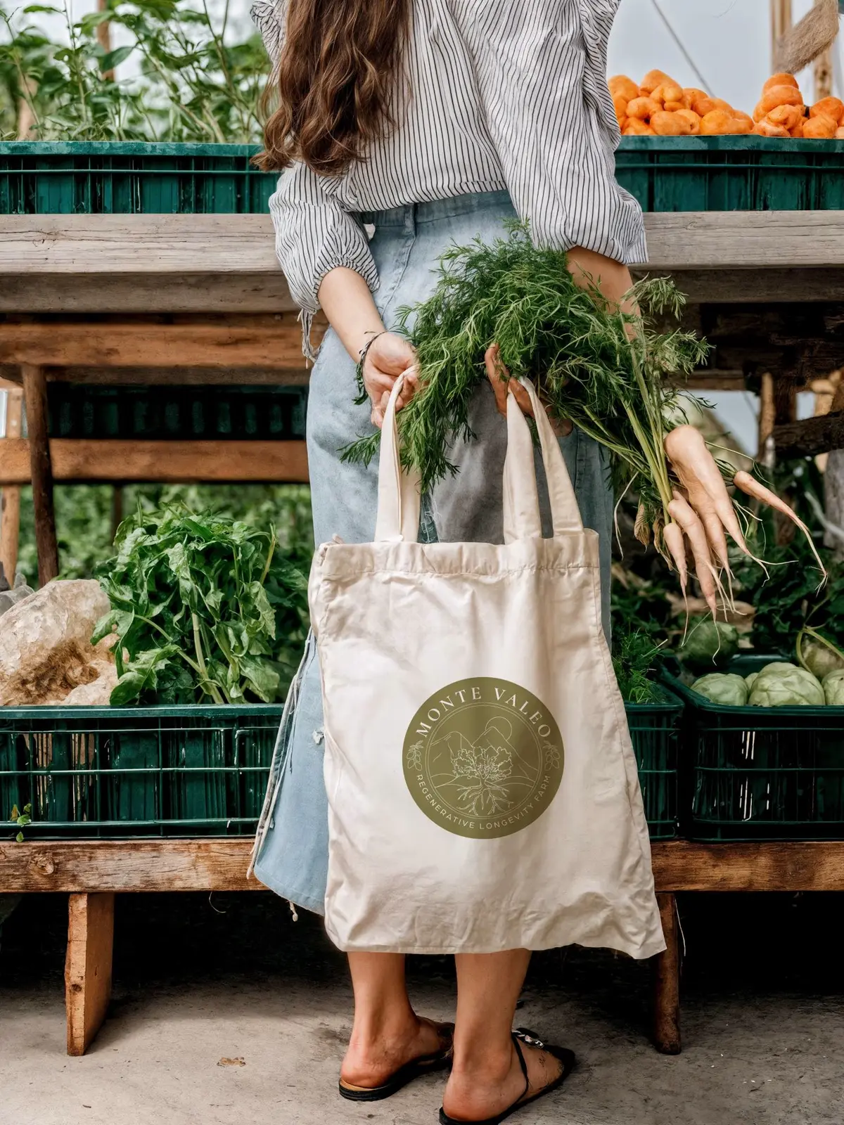 Monte Valeo tote bag with the badge logo